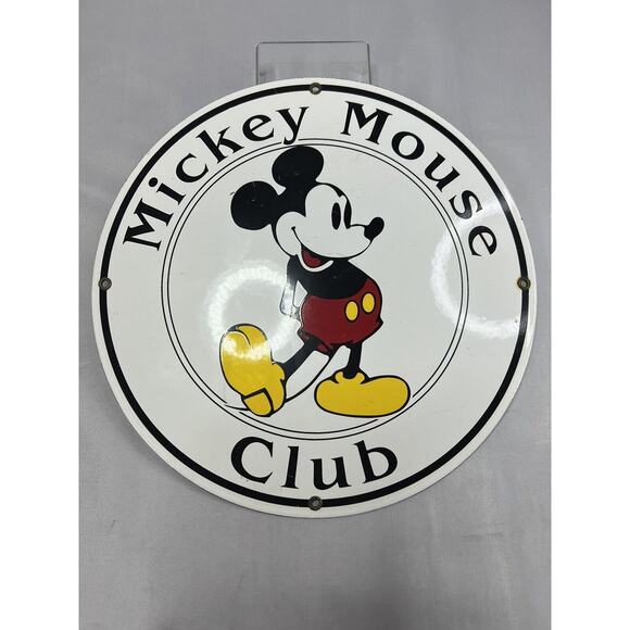 Other - VINTAGE MICKEY MOUSE CLUB PORCELAIN SIGN Heavy Disney